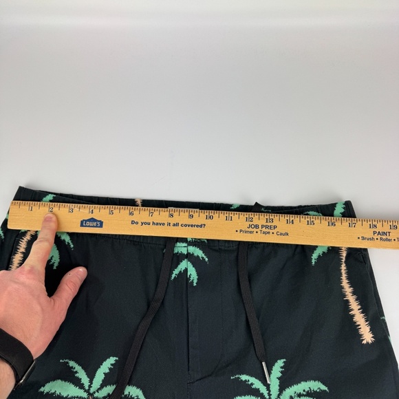 Duvin Mens Size L x 28.5" Palm Tree Print Elastic Waist Black Pants Tropical - Picture 4 of 6
